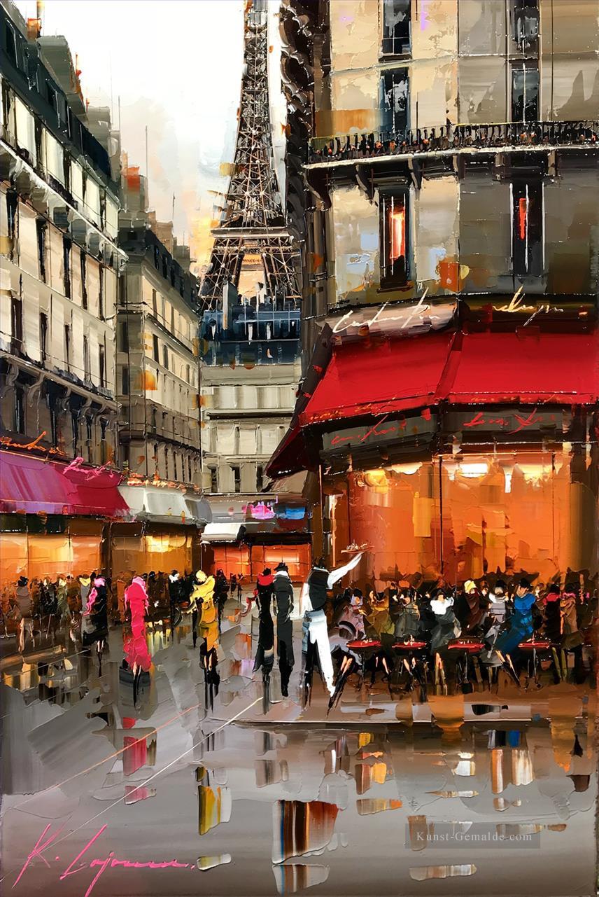 Café unter Effel Tower Kal Gajoum Paris Ölgemälde
